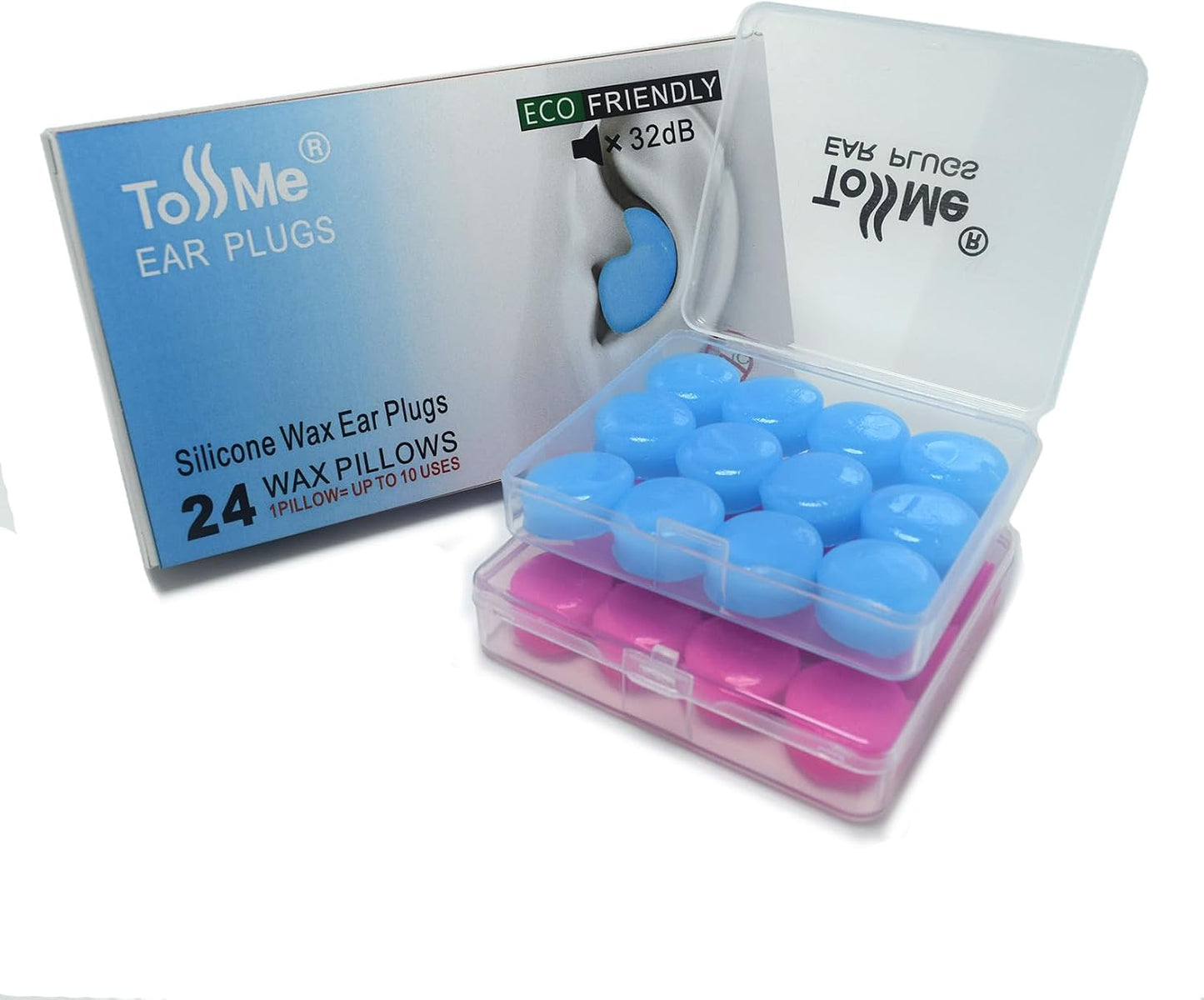 Wax Ear Plugs for Sleep - 24 Silicone Wax Earplugs for Swimming and Sleeping - Gel Ear Plugs for Noise Cancelling, Ear Protection - SNR -32dB earplugs