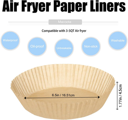 2Pcs Air Fryer Silicone Liners Fit 3-5QT Air fryer, Reusable Food Grade Silicone Air fryer Liners Baking Tray Basket Accessories(Round, 6.5 Inch)