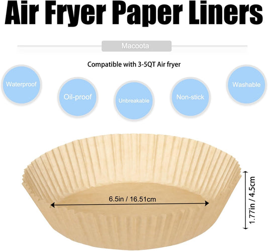 2Pcs Air Fryer Silicone Liners Fit 3-5QT Air fryer, Reusable Food Grade Silicone Air fryer Liners Baking Tray Basket Accessories(Round, 6.5 Inch)