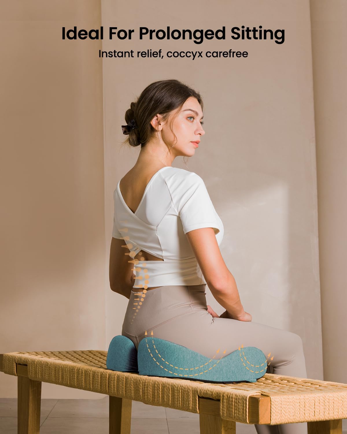 ProtoArc Seat Cushion, Office Chair Cushion for Sciatica, Black | Coccyx Cushion, Ergonomic Memory Foam Seat Cushion for Car, Home, Pressure Relief Pad for Hip, Tailbone, All Day Comfort