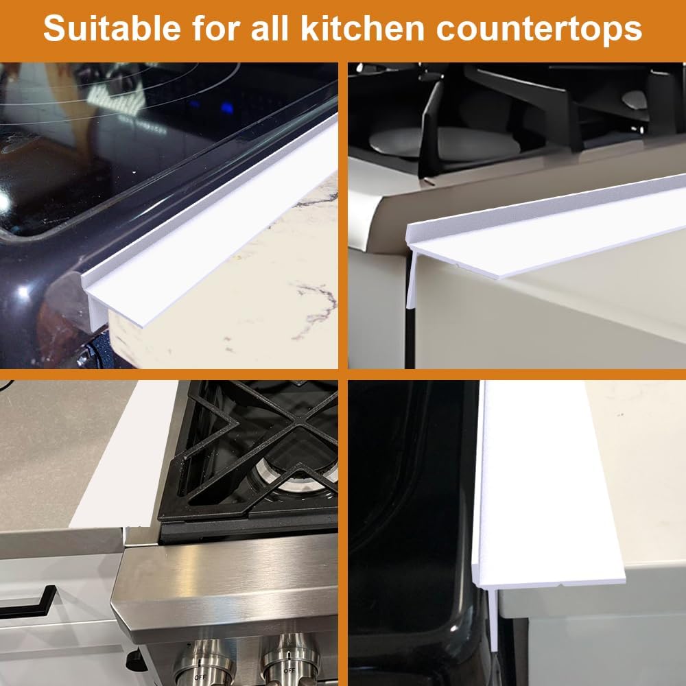 Silicone Stove Counter Gap Cover - 25 Inch Gap Filler 2 Pack Black | Long gap filler seals spills between kitchen appliances Stovetop oven countertop; stove gap cover, gas stove side gap covers