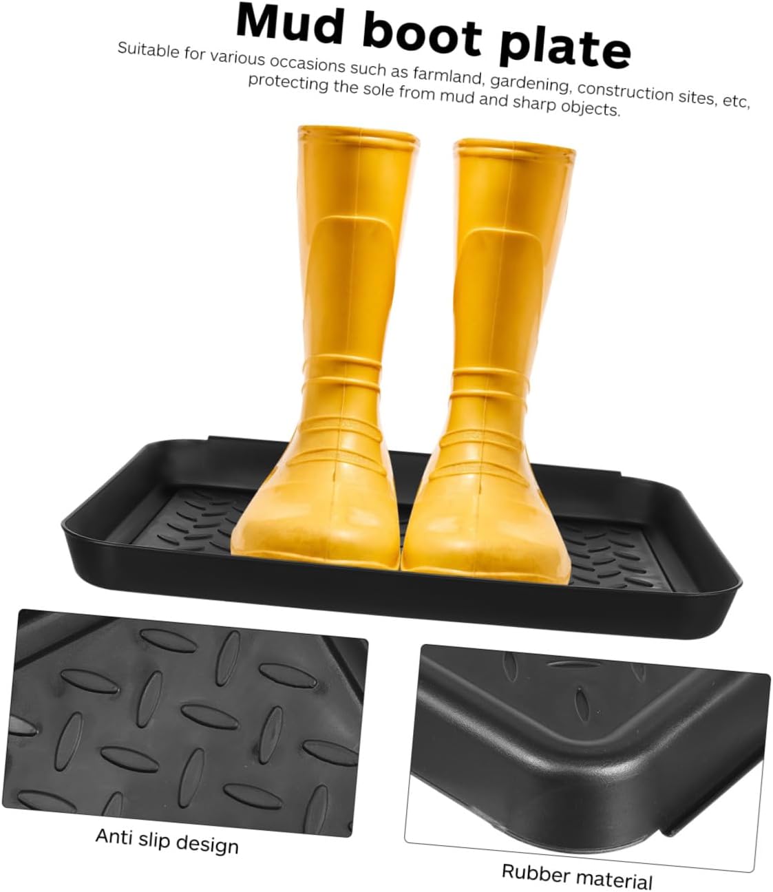 2 pack Wet Boot Tray 13.97 X 10.82 X 1.18 in Shoe Tray for Entryway Indoor Raised Edge Mud Shoe Mat for Floor Protection Lightweight Plastic Storage