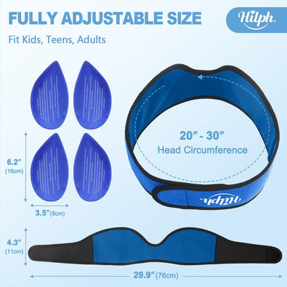 Hilph Wisdom Teeth Ice Pack Head Wrap, Face Ice Pack for Jaw Oral Surgery | Large Jaw Ice Wrap with 4 Hot Cold Gel Packs, Pain Relief for TMJ, Tonsillectomy, Wisdom Teeth Recovery Must Haves, Blue
