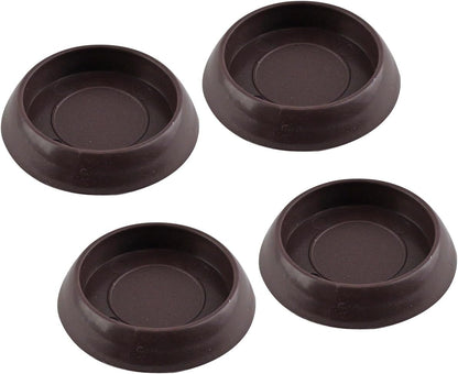 SoftTouch 1-1/4" Round Reusable Furniture Caster Cups for Couches, Chairs, Tables on Carpet or Hard Surfaces, Furniture Wheel Caster Cups with Vinyl Base, Set of 4, Brown
