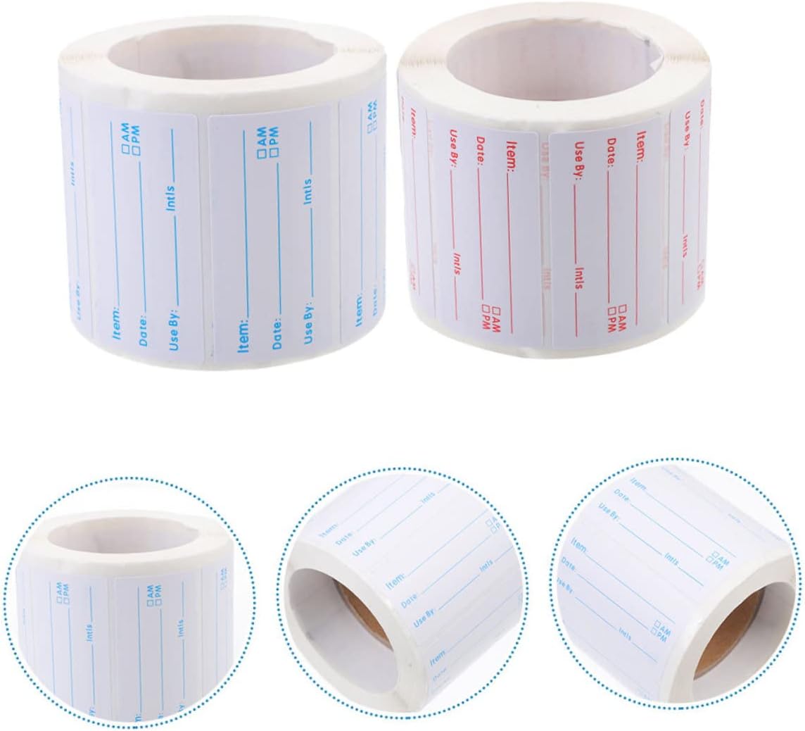 STOBOK 2rolls Writable Rotate Label Stickers Day Dots Food Labels Residue Permanent Adhesive Stickers