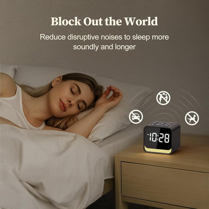 Housbay Wooden Sound Machine Alarm Clock for Bedrooms - Gentle Wake-Up with Birdsong, White Noise for Sleeping, Small Digital Clock for Phone-Free Routine