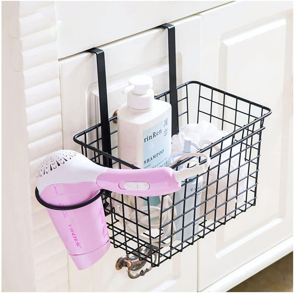 Cabinet Door Hair Tool Organizer - Styling Tools Holder for Dryer, Flat Iron, Curling Wand, Straightener Brushes, Black