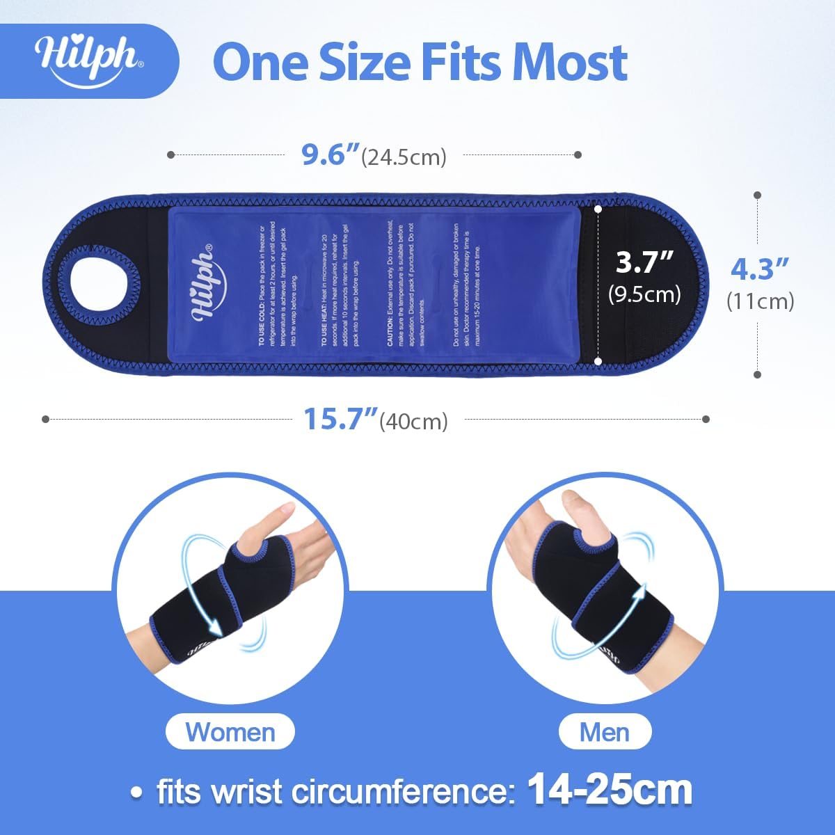 Hilph Wrist Ice Pack Wrap, Carpal Tunnel Relief Wrist Brace with Gel Pack