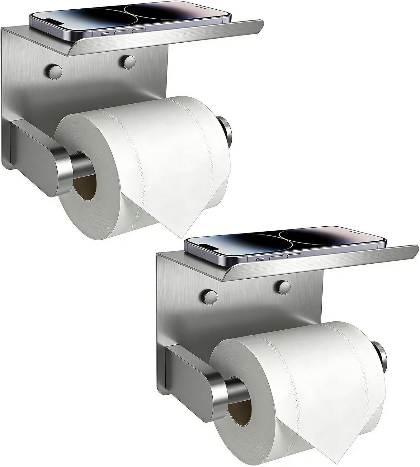 SetSail Toilet Paper Holder with Shelf Adhesive or Screw-in Matte Black | Adhesive or Screw-in,Waterproof and Rustproof Stainless Steel,Wall Mount Design,for Bathroom Hardware Accessories