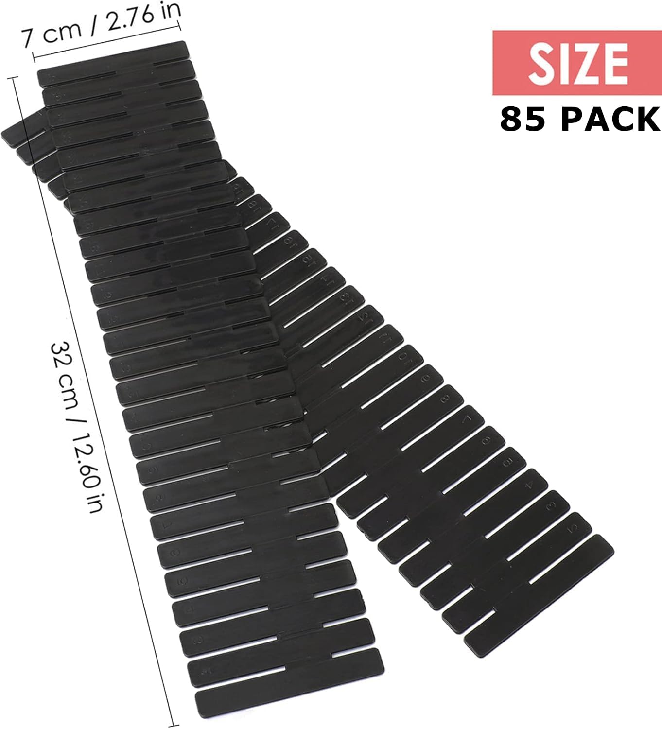 85Pcs Drawer Dividers, Adjustable Drawer Organiser, Cut at Will for Tidying Clutter Clothes, Socks, Makeup, Dresser, Kitchen White
