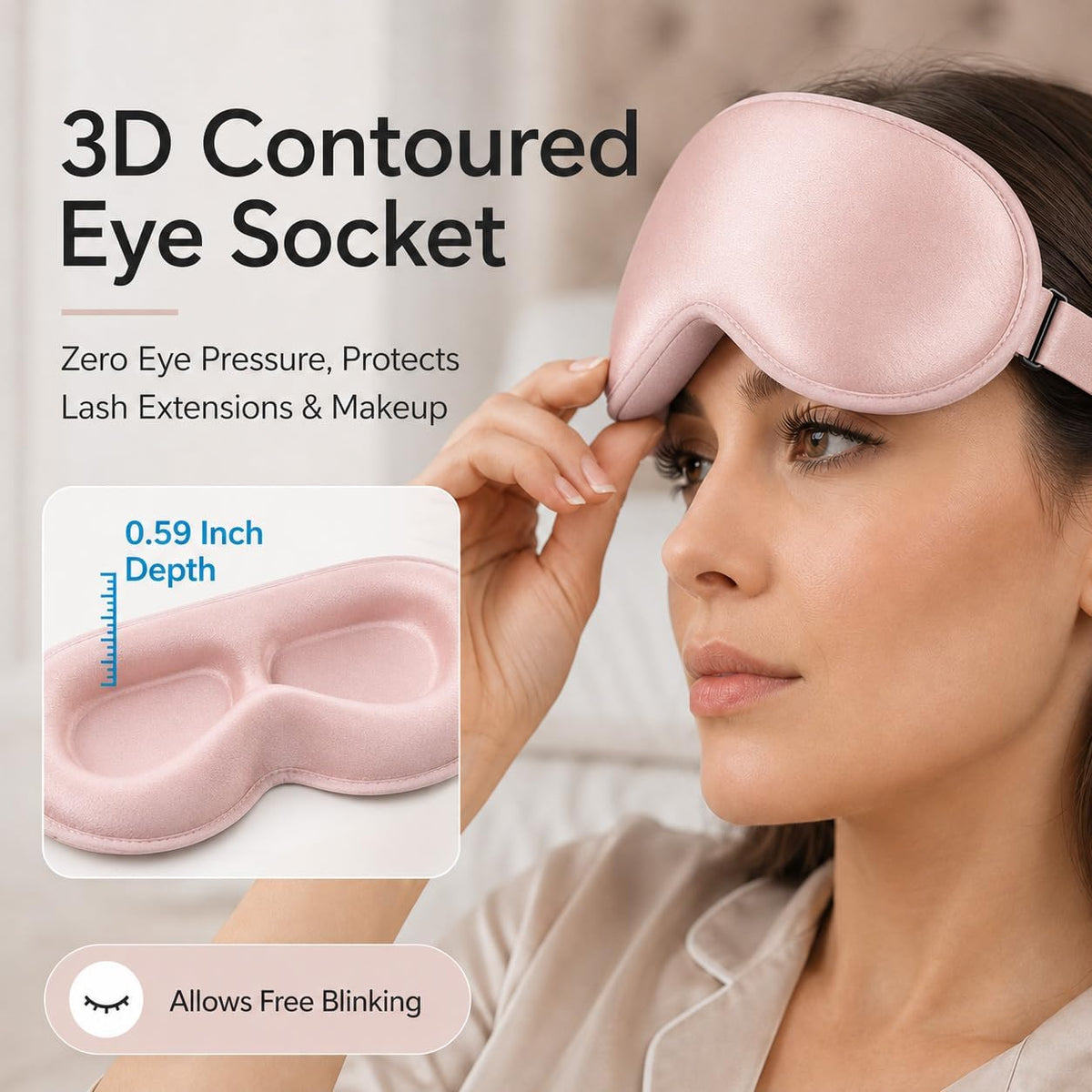 3D Contoured Zero Pressure Blackout Sleep Mask for Side Sleepers