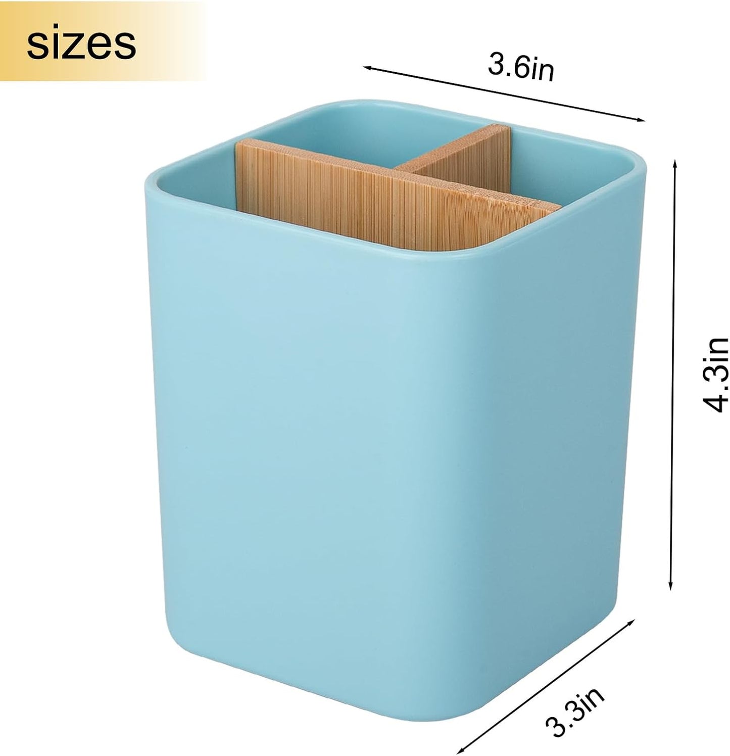 Bamboo Toothbrush Holder for Bathrooms Toothpaste Organizer - Black | Detachable Inserts, 3 Slots, Bathroom Counter Organizer, for Kids Electric Toothbrushes, Floss, Razors