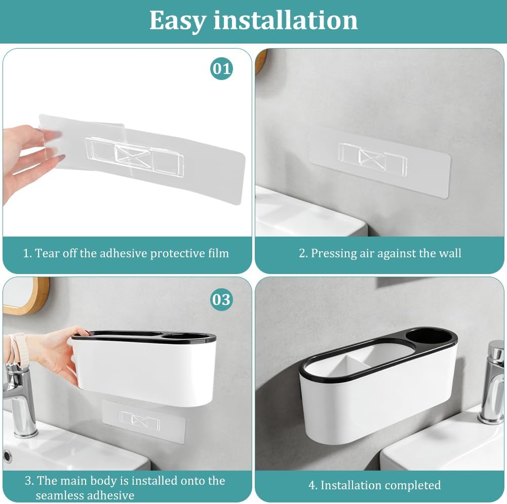 Hair Dryer Holder, Hair Tool Organizer Cabinet Door, Strong Self Adhesive Blow Dryer Bathroom Hanger, for Storage Straightener Curling Iron Hot Styling Tools Flat Iron