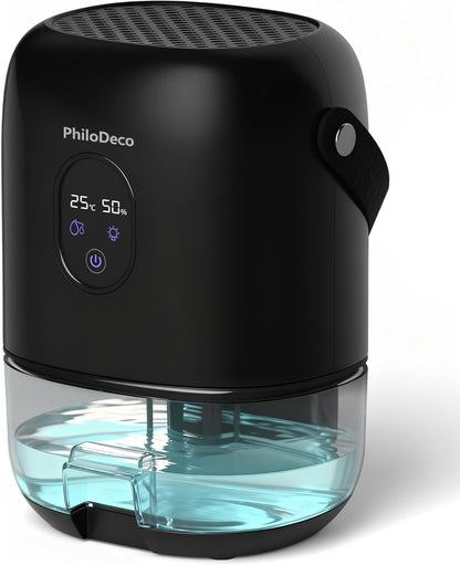 PHILODECO 35 OZ Dehumidifiers for Home(280 sq.ft), Ultra Quiet 25 dB for Bedroom & Bathroom with Auto Shut Off, Small Dehumidifiers for Closet, RV & Basement, 7 Colors LED Light, White