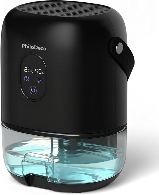 PHILODECO 35 OZ Dehumidifiers for Home(280 sq.ft), Ultra Quiet 25 dB for Bedroom & Bathroom with Auto Shut Off, Small Dehumidifiers for Closet, RV & Basement, 7 Colors LED Light, White