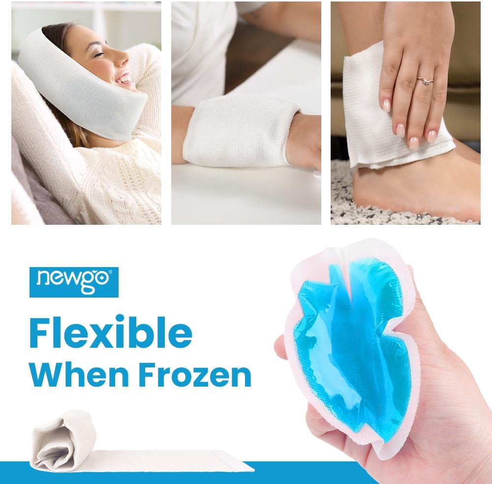 NEWGO Small Ice Packs for Injuries Reusable with Cloth Backing, 6 Packs | FSA Eligible, Round Hot and Cold Gel Pack, Flexible Cold Pack for Face, Toothache, Eyes Pain Relief
