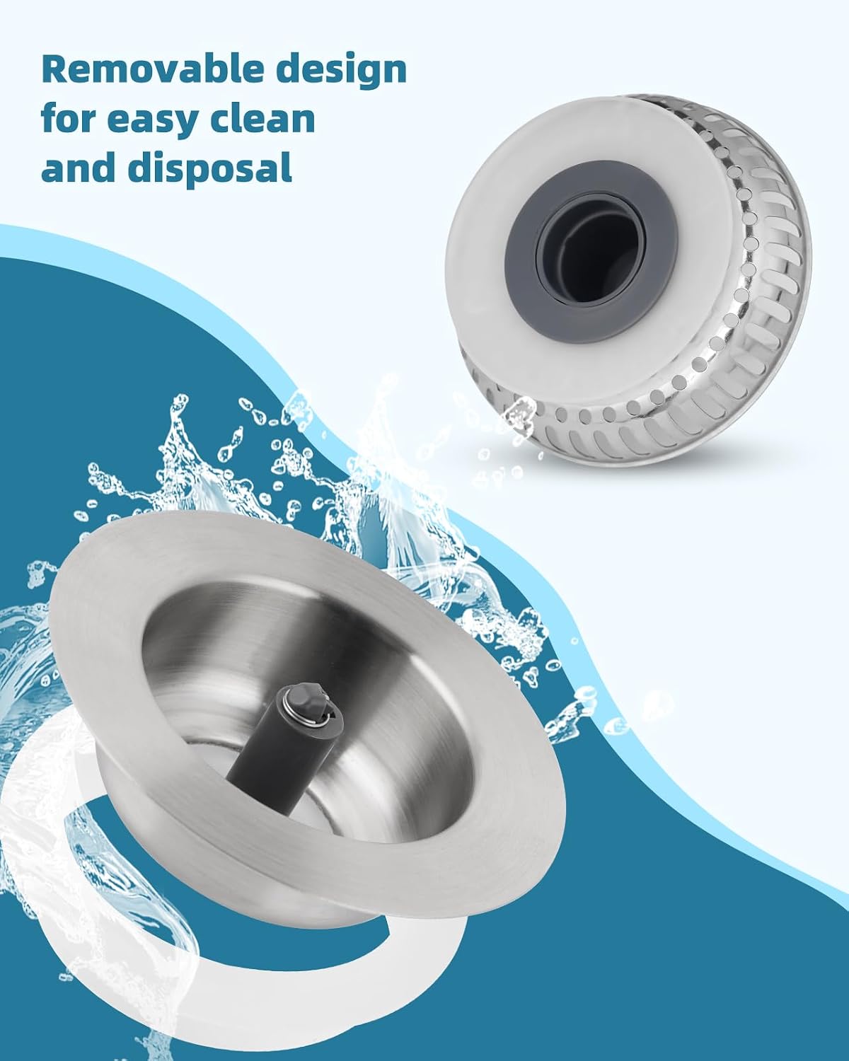 Universal 3 in 1 Kitchen Sink Drain Strainer Stopper Combo, Matte Black | Stainless Steel Shell Pop Up Sink Stopper for US Standard 3-1/2 inch Drain Filter, Anti-Clog and Easy Clean