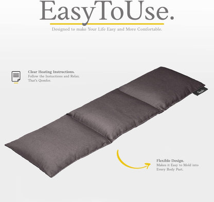Qomfor - Microwavable Heating Pad - Mauve - 3-Chamber Design Heat Pack - Therapeutic Heat Wrap for Neck, Shoulders & Period Cramps Pain Relief - Reusable Hot/Cold Therapy Bag