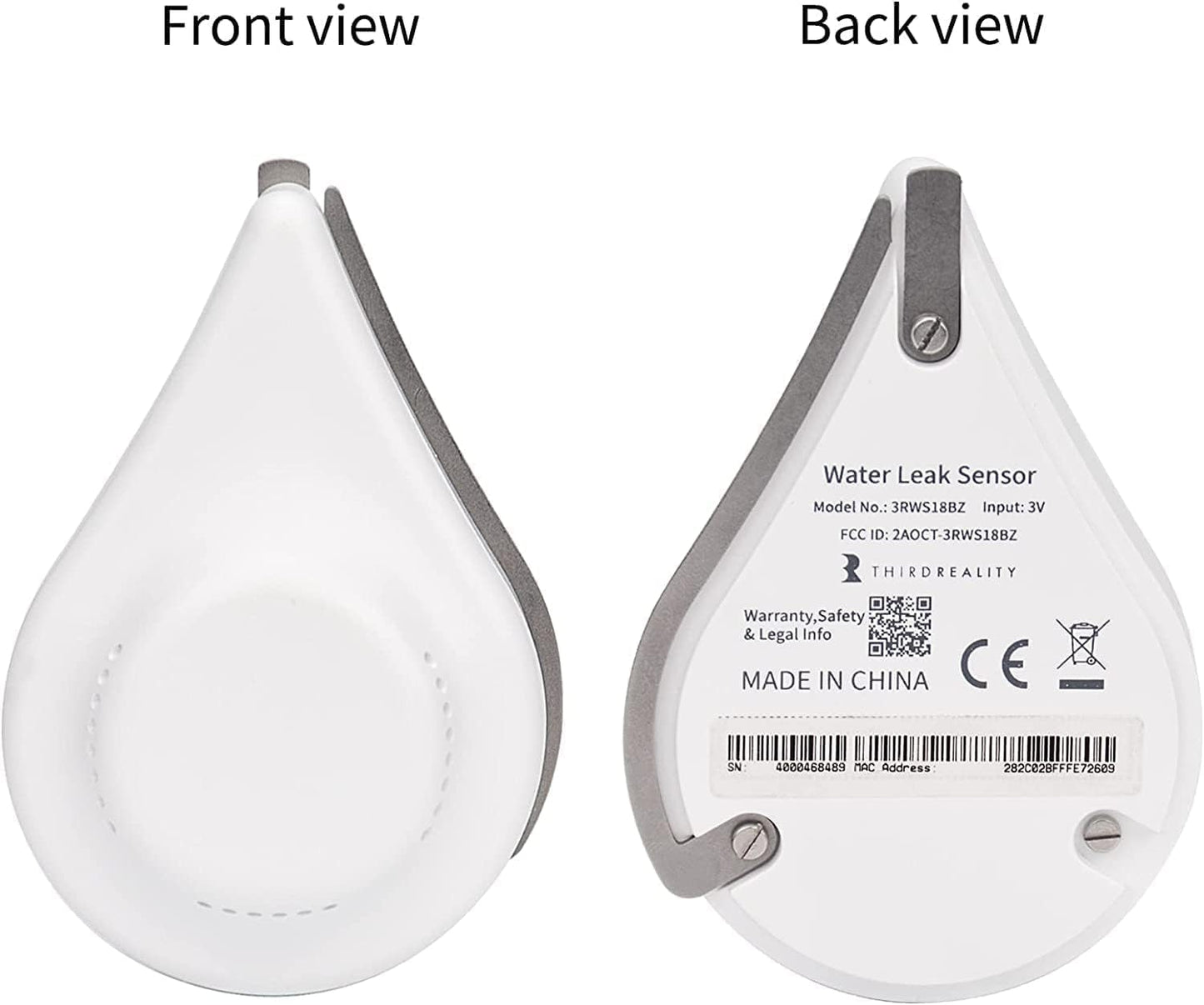 THIRDREALITY Zigbee Water Leak Sensor with Dripping Detection 2 Pack, 120 dB Alarm, App Notifications Enabled When Work with Home Assistant and Compatible Zigbee HUB, Batteries Included