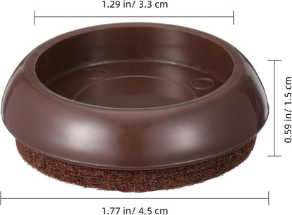 Angoily Furniture Pads & Sliders for Hardwood Floors, 10 Pcs Felt Chair Leg Floor Protectors Caster Cups, Heavy Duty Moving Pads for Piano Bed Wheels, Non Scratch (Light Brown)