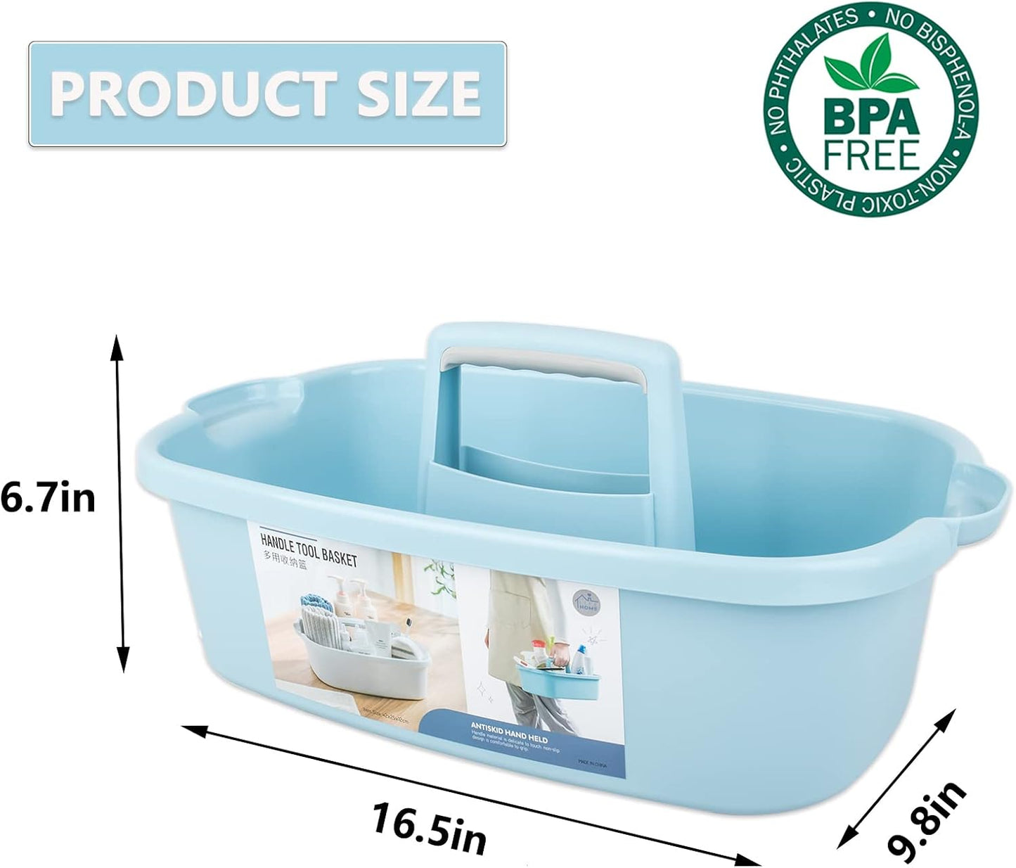 JiatuA Large Cleaning Supplies Caddy Portable Shower Caddy Basket Dark Gray | Sturdy Supply Organizer with Handle Plastic Bucket Tool Storage for Bathroom Bedroom Kitchen Garden College Dorm Essentials