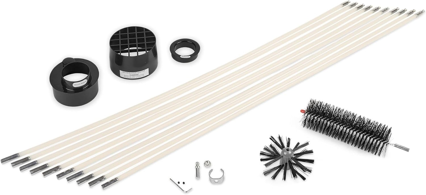 Dryer Vent Duct Cleaning Kit - Gardus RLE202 LintEater Rotary Dryer Vent Cleaner Kit, Removes Lint, Dryer Vent Cleaning System Extends Up to 12’ with 4 Flexible 3' Rods, Air Duct Cleaning Tools