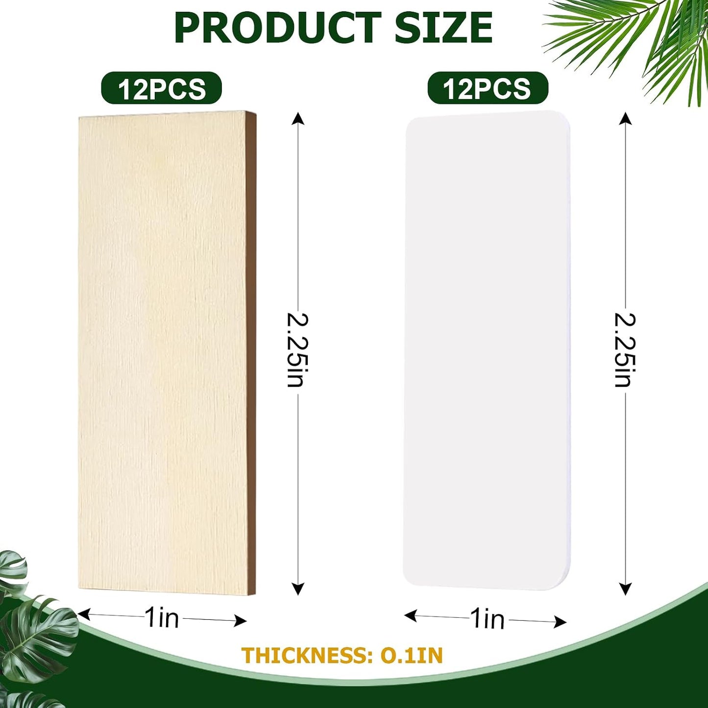 12 Pcs 1" x 2-1/4" Door Edge Hole Filler Plates with Double Sided Tapes, Wooden Door Hole Cover & Filler Plates for Kitchen Cabinets Ideal for Cabinet Door Hinges Repair