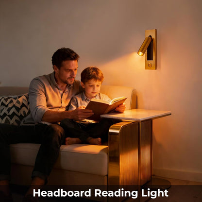 Wall Mounted Reading Light with USB, LED Bedside Reading Light with Switch, Adjustable Recessed Headboard Reading Lights Wall Sconce for Reading, Hardwired Reading Spotlight for Bedroom (Black)
