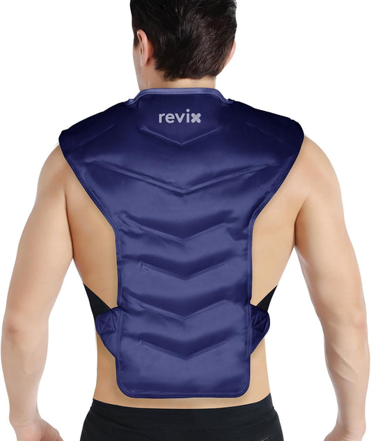 REVIX Large Ice Pack for Back & Shoulder, Reusable Gel Cold Wrap, Navy