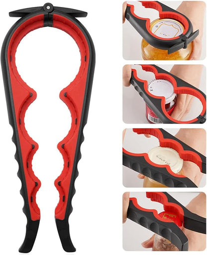Jar Opener for Seniors with Arthritis,Jar Opener for Weak Hands,5-in-1 Bottle Opener,4-in-1 Can Opener (A-Blue)