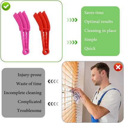 DXNQ 2 PCS Blind Cleaner Duster Tool, Window Venetian Hand-held 7 Finger Dusting Cleaner Brush, Blinds Cleaning Brush Tool for Window Shutters Air Conditioner, Car Accessories (Blue+Green)