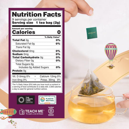 VAHDAM, Assorted Herbal Tea Sampler (18 Tea Bags, 9 Flavors) Caffeine-Free, Non-GMO | Double Infusion, Individually Enveloped Tea Bags | Herbal Tea Assortmen
