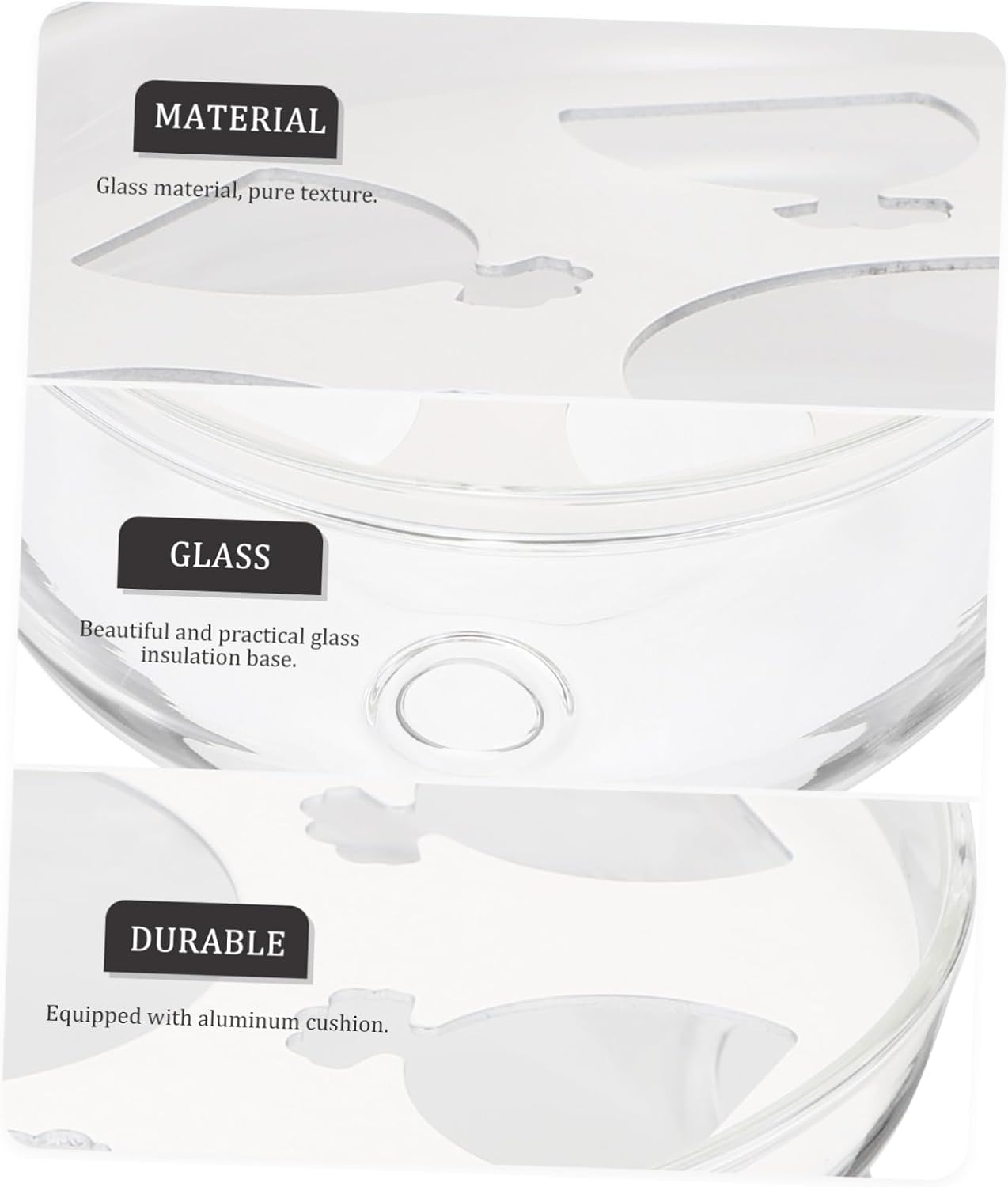 Ipetboom Glass Teapot Warmer Base Heat Preservation Holder with Ventilation White and Transparent Glass Tea Heater for Home Office Tea House Coffee Shop