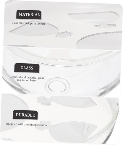 Ipetboom Glass Teapot Warmer Base Heat Preservation Holder with Ventilation White and Transparent Glass Tea Heater for Home Office Tea House Coffee Shop