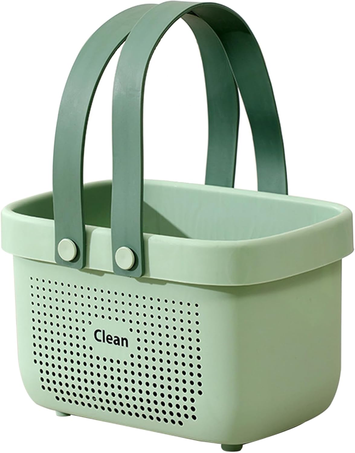 JiatuA Plastic Storage Basket with Handle Portable Shower Caddy Tote Organizer Basket Bin for Bathroom Kitchen Dorm Room Bedroom, Green | Sturdy Drainage Large Capacity Organizer Basket with Silicone Handles for Bathroom Kitchen Bedroom College Dorm