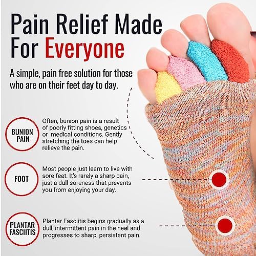 Socks Toe Alignment & Rock Mat for Feet Reflexology Kit | Foot Care Holiday Gift with Medium Toe Separator Socks for Bunions & Reflexology Foot Massage Mat for Relaxation (Medium)