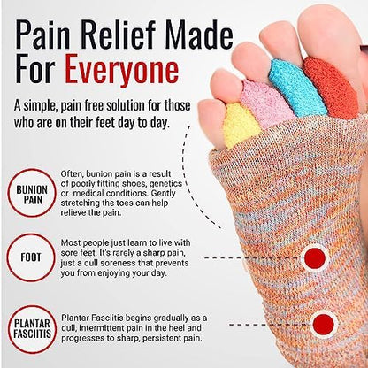 Socks Toe Alignment & Rock Mat for Feet Reflexology Kit | Foot Care Holiday Gift with Medium Toe Separator Socks for Bunions & Reflexology Foot Massage Mat for Relaxation (Medium)