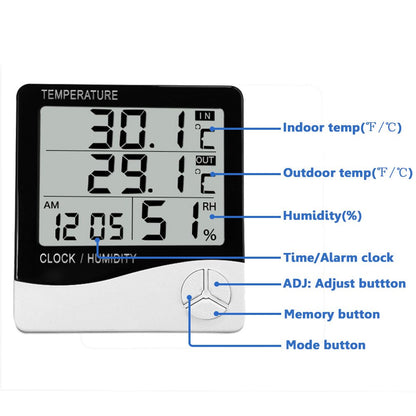 Mengshen Digital Hygrometer Thermometer, Indoor & Outdoor Temperature Monitor, Home Office Temp Humidity Gauge Meter - LCD Display, Battery Included - TH03