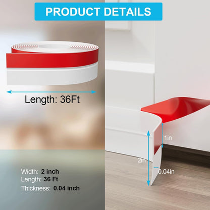 Door Weather Stripping, Silicone Door Seal Strip Sealing Tape, Door Draft Stopper Adhesive Seal Tape for Doors Windows &Shower Glass Door Gaps (Thickness Upgrade)