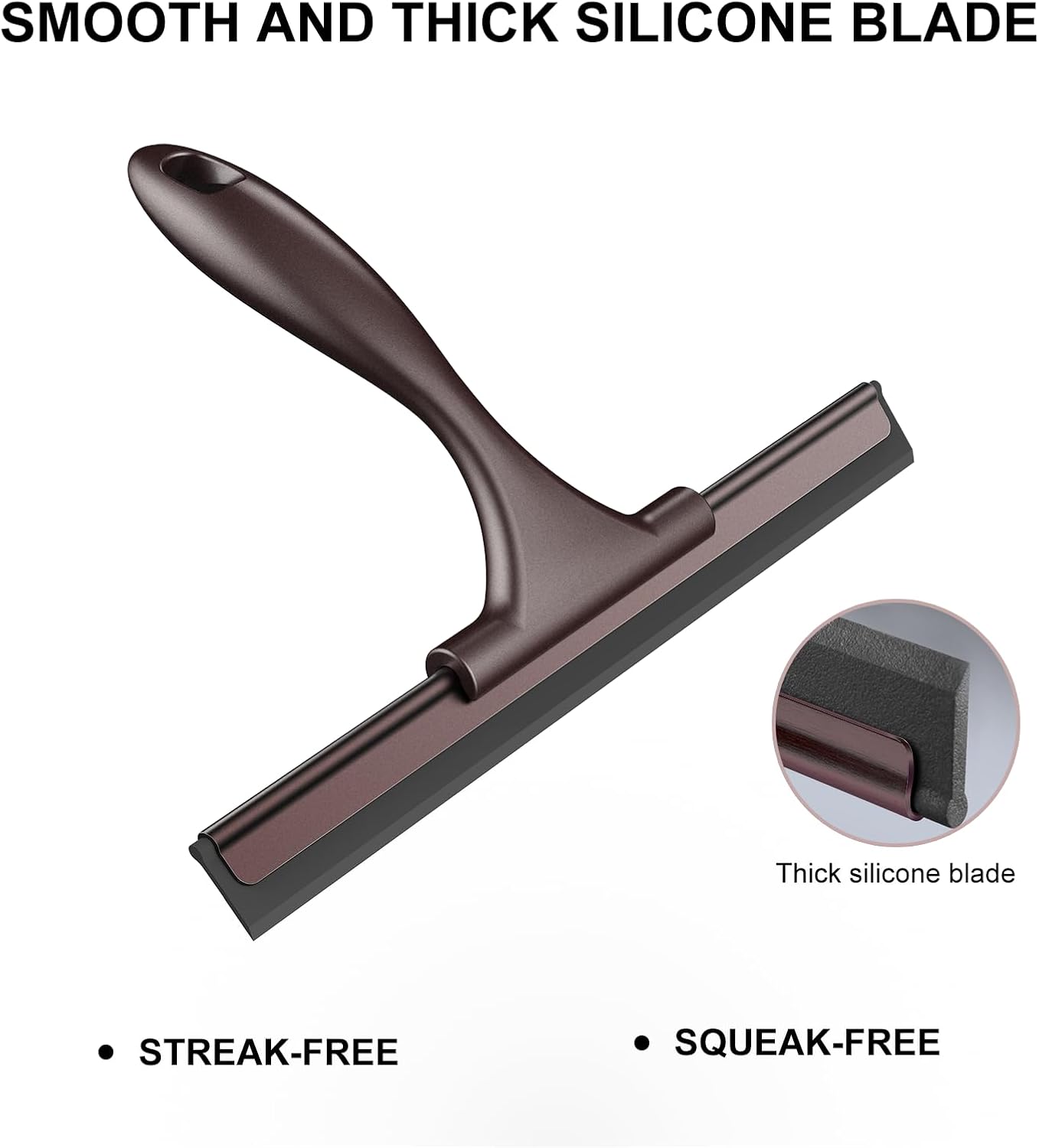 SetSail Squeegee for Shower Glass Door, 10 Inches, Black | Stainless Steel Shower Squeegee for Glass Doors, All-Purpose Window Squeegee for Shower Mirror Bathroom Car Window Cleaning