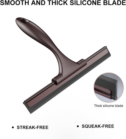 SetSail Squeegee for Shower Glass Door, 10 Inches, Black | Stainless Steel Shower Squeegee for Glass Doors, All-Purpose Window Squeegee for Shower Mirror Bathroom Car Window Cleaning