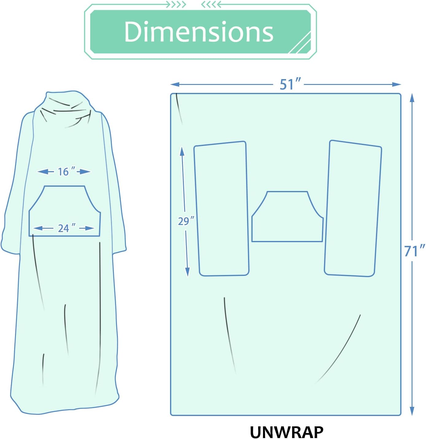 Solaris Wearable Blanket with Sleeves for Adults, Softness Comfort Warmth Fleece Gift for Women Men, Snuggy Body Throw TV Blanket for Home Office Lounge, Gift for Your Lover