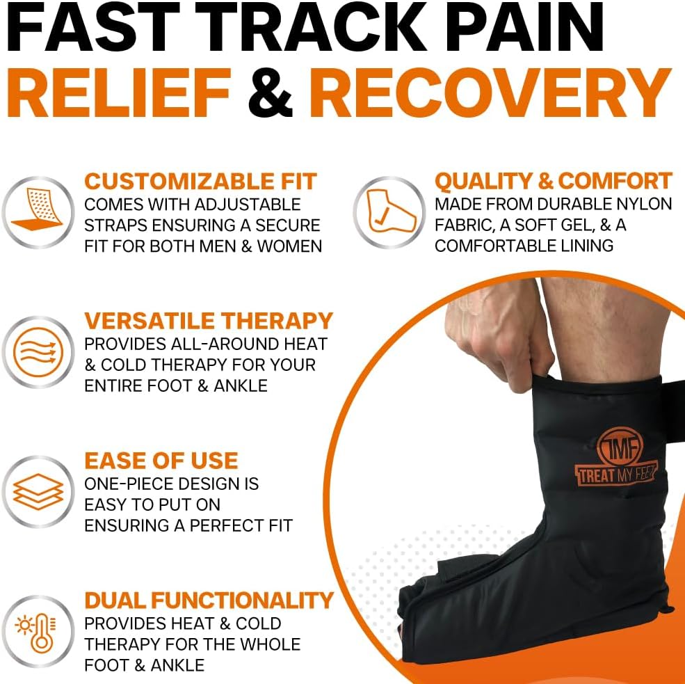 Foot & Ankle Pain Relief Hot/Cold Gel Wrap, Targets All Areas - Large