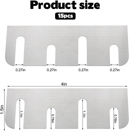 Heavy Duty Door Hinge Shims, 15 PCS Coated Finish Door Hinge Shim Stainless Steel Door Hole Filler Plate Hinge Filler Plates for Door Alignment & Repair (0.04 Inch Thickness, 4" x 1.5")