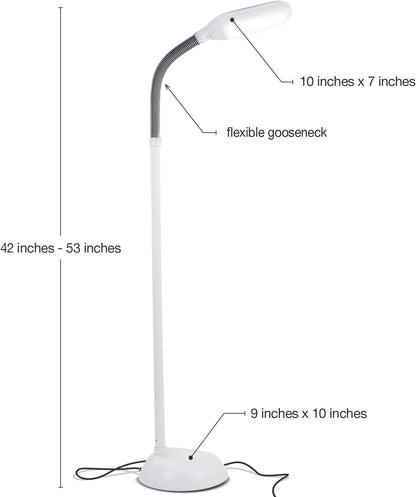 Brightech Litespan - Bright LED Floor Reading Lamp for Over Chair Crafts and Reading, Esthetician Light for Lash Extensions, Gooseneck Adjustable Standing Lamp for Living Room, Bedroom, Office - Black