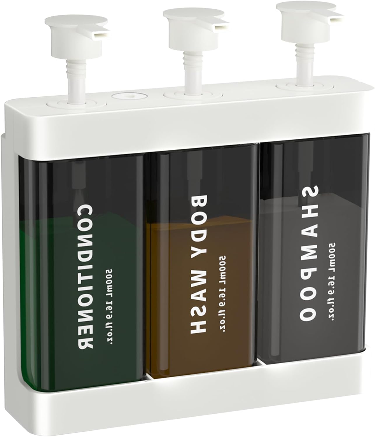 Shampoo and Conditioner Dispenser Shower Soap Dispenser 3 Chamber No Drill, 3 * 16.9 fl.oz Shampoo Dispenser for Shower Wall Mounted Shower Shampoo Dispenser 3 Chamber for Bathroom Hotel Black