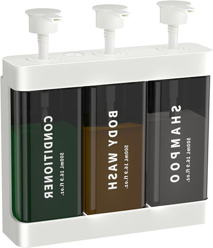 Shampoo and Conditioner Dispenser Shower Soap Dispenser 3 Chamber No Drill, 3 * 16.9 fl.oz Shampoo Dispenser for Shower Wall Mounted Shower Shampoo Dispenser 3 Chamber for Bathroom Hotel Black