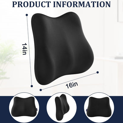 Lumbar Support Pillow for Office Chair Memory Foam Lumbar Cushion with Removable Cover Soft Back Support Pillow Suitable for Car, Couch, Gaming, Dark Blue