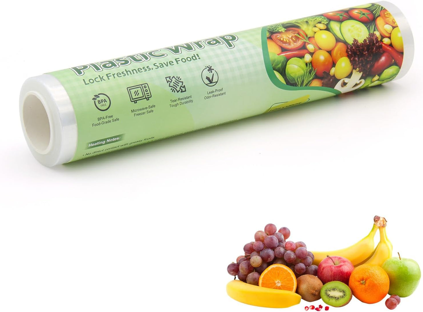 Plastic Wrap Dispenser with Slide Cutter, Fits 12 Inch Cling Wrap | BPA-free reusable dispenser fits 12" rolls. Compatible with cling film, tin foil and baking paper for food storage