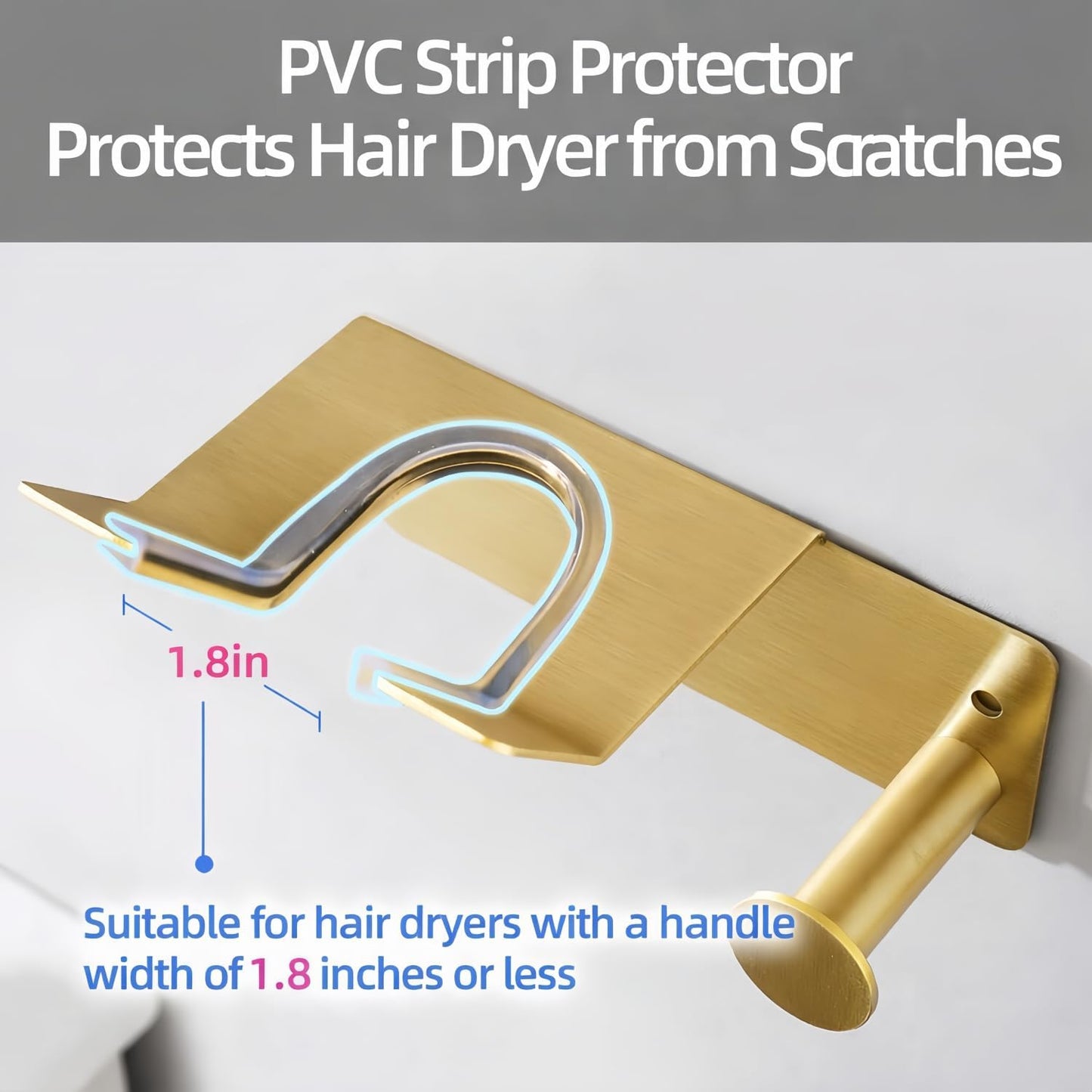 Hair Dryer Holder Wall Mounted, Stainless Steel Blow Dryer Holder for Bathroom, Hair Dryer and Straightener Holder Adhesive or Drilling, Hair Tool Organizer for Salon Barber Shops Banjekt